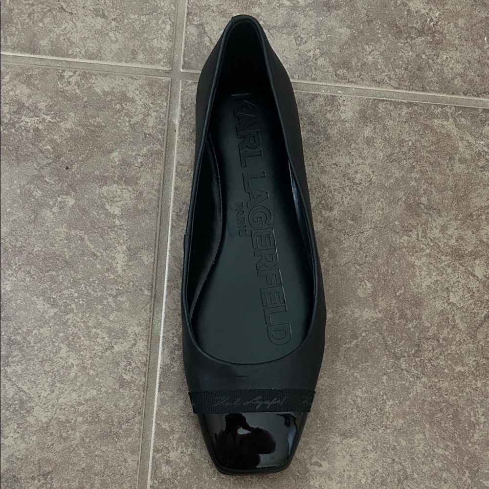 Karl Lagerfeld Women's Black Square Toe Flats - Picture 2 of 4